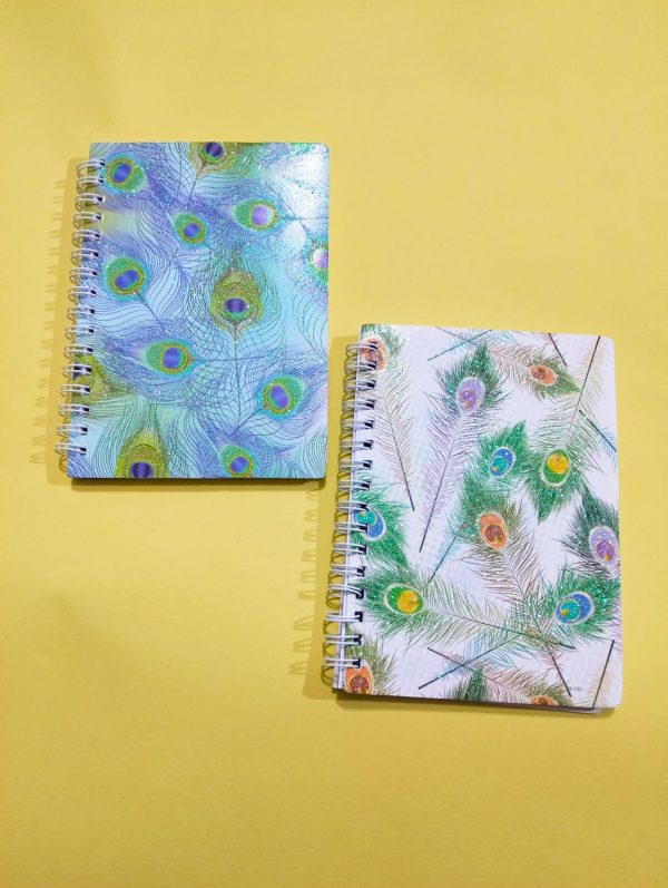 Peacock Feather Glittery Spiral Notebook