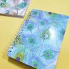 Peacock Feather Glittery Spiral Notebook - Image 3