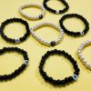 Custom Unisex Alphabet Bead Bracelet – Black or White Pearl - Image 2